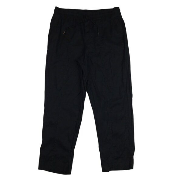 Athleta Linen Pant Womens Large Black Linen Drawstring Relaxed Fit Pant - Picture 3 of 13